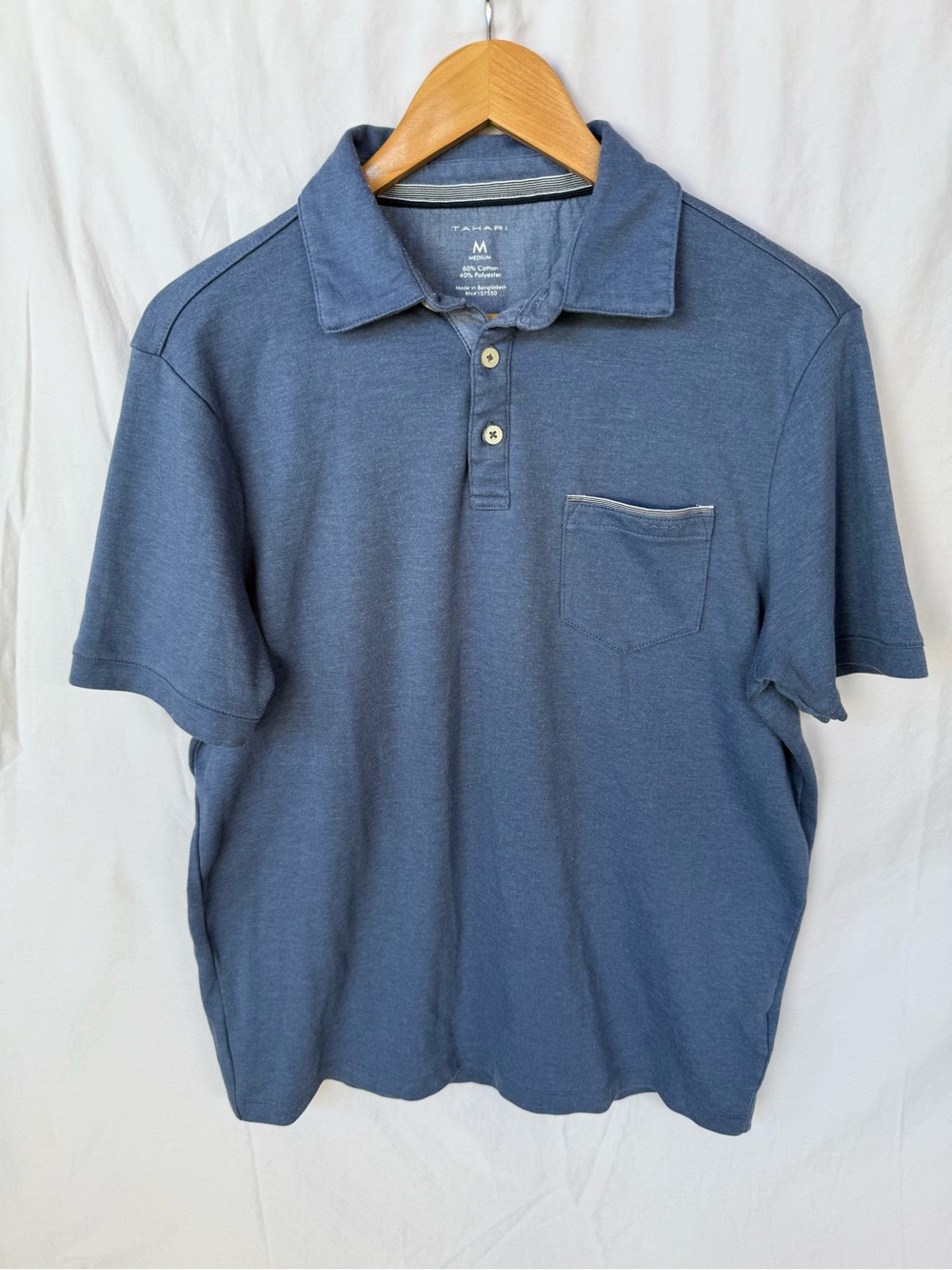 Tahari Men's Slate Blue Polo with Chest Pocket